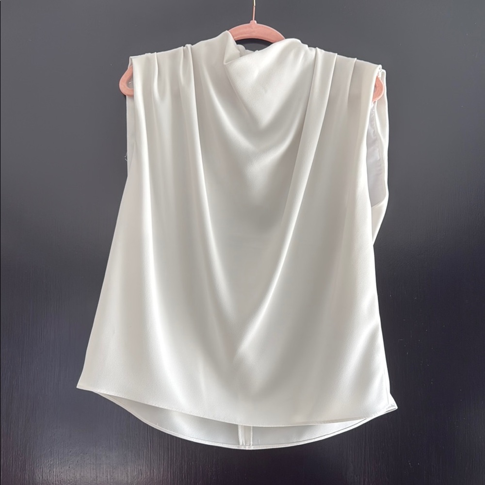 Zara White Draped Blouse